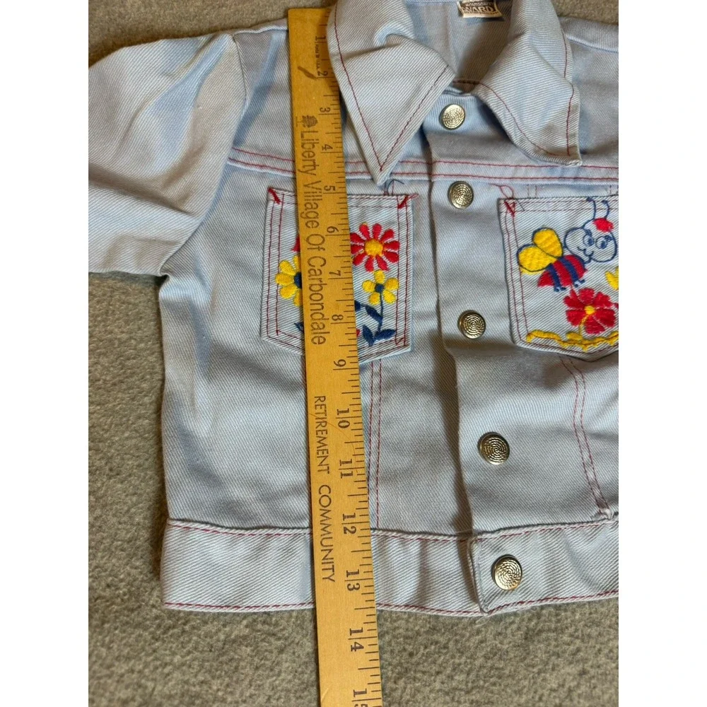 Vintage 70's Montgomery Ward Denim Jacket Set Hippie Flare Embroidered 4T-5T